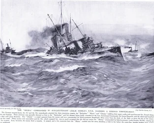 Die Miura kommandiert von Sub Lieutenant Lesley Kelsey RNR rammt ein deutsches Torpedoboot, Oktober 1914
